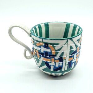 Anthropologie Kantha Stitch Ceramic Mug